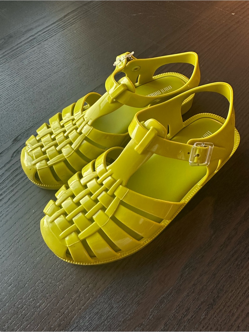 Mini Melissa Yellow Woven Jelly Sandals Scented Girls Size 2